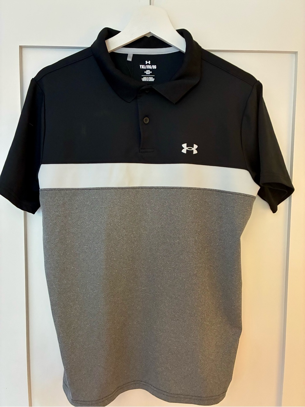 Under Armour Youth Black & Gray Colorblock Polo